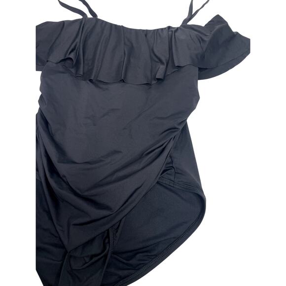 La Blanca Convertible Ruffle One-Piece Swimsuit Black 18W - Picture 4 of 8